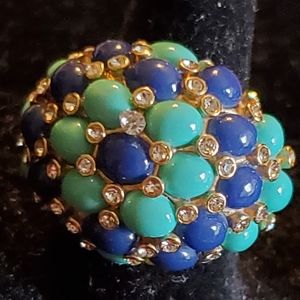 Stella and Dot Jules cluster ring navy, turquoise 7 through 9